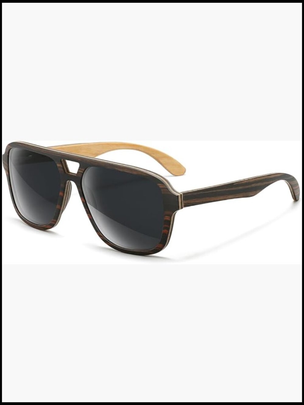 Wood Frame Aviator Sunglasses HD Polarized Lens UV400 Protection